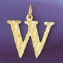 Dazzlers Jewelry Initial W Pendant Necklace Charm Bracelet in Yellow, White or Rose Gold 9574w, MPN…