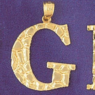 Initial G Pendant Necklace Charm Bracelet in Yellow, White or Rose Gold 9575g