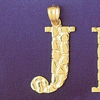 Initial J Pendant Necklace Charm Bracelet in Yellow, White or Rose Gold 9575j