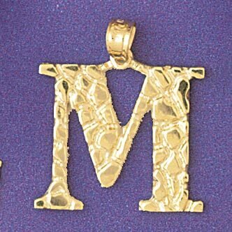 Initial M Pendant Necklace Charm Bracelet in Yellow, White or Rose Gold 9575m