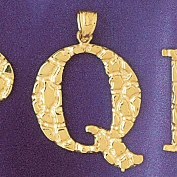 Initial Q Pendant Necklace Charm Bracelet in Yellow, White or Rose Gold 9575q