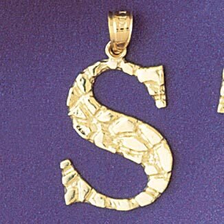 Initial S Pendant Necklace Charm Bracelet in Yellow, White or Rose Gold 9575s