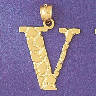 Initial V Pendant Necklace Charm Bracelet in Yellow, White or Rose Gold 9575v
