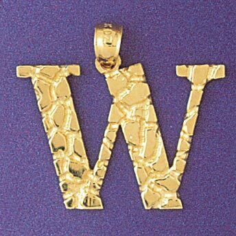 Initial W Pendant Necklace Charm Bracelet in Yellow, White or Rose Gold 9575w