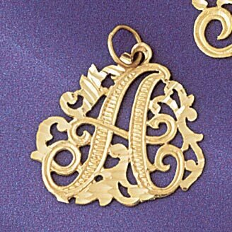 Initial A Pendant Necklace Charm Bracelet in Yellow, White or Rose Gold 9557a