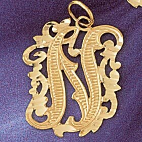 Dazzlers Jewelry Initial N Pendant Necklace Charm Bracelet in Yellow, White or Rose Gold 9557n, MPN…
