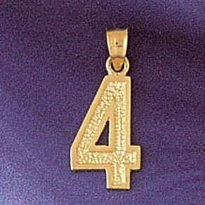 Number 4 Pendant Necklace Charm Bracelet in Yellow, White or Rose Gold 9551