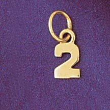 Dazzlers Jewelry Number 2 Pendant Necklace Charm Bracelet in Yellow, White or Rose Gold 95122, MPN:…