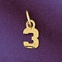 Dazzlers Jewelry Number 3 Pendant Necklace Charm Bracelet in Yellow, White or Rose Gold 95123, MPN:…