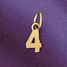 Number 4 Pendant Necklace Charm Bracelet in Yellow, White or Rose Gold 95124
