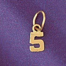 Dazzlers Jewelry Number 5 Pendant Necklace Charm Bracelet in Yellow, White or Rose Gold 95125, MPN:…