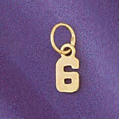 Dazzlers Jewelry Number 6 Pendant Necklace Charm Bracelet in Yellow, White or Rose Gold 95126, MPN:…
