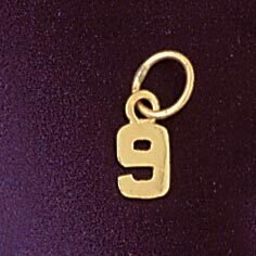 Number 9 Pendant Necklace Charm Bracelet in Yellow, White or Rose Gold 95129
