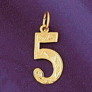 Number 5 Pendant Necklace Charm Bracelet in Yellow, White or Rose Gold 9518