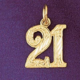 Dazzlers Jewelry Number 21 Pendant Necklace Charm Bracelet in Yellow, White or Rose Gold 9527, MPN:…