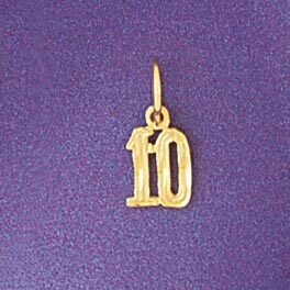 Dazzlers Jewelry Number 10 Pendant Necklace Charm Bracelet in Yellow, White or Rose Gold 9540, MPN:…