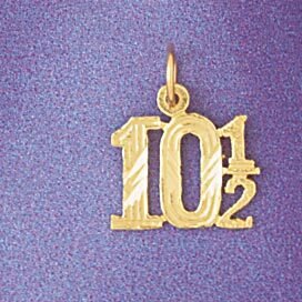Number 10 1/2 Pendant Necklace Charm Bracelet in Yellow, White or Rose Gold 9542