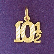 Number 10 1/2 Pendant Necklace Charm Bracelet in Yellow, White or Rose Gold 9543