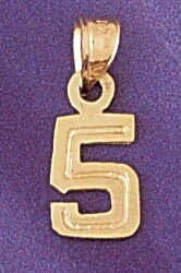 Number 5 Pendant Necklace Charm Bracelet in Yellow, White or Rose Gold 95115