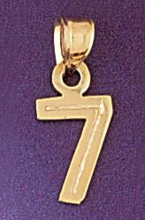 Number 7 Pendant Necklace Charm Bracelet in Yellow, White or Rose Gold 95117