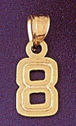Number 8 Pendant Necklace Charm Bracelet in Yellow, White or Rose Gold 95118
