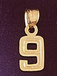 Number 9 Pendant Necklace Charm Bracelet in Yellow, White or Rose Gold 95119