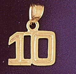 Dazzlers Jewelry Number 10 Pendant Necklace Charm Bracelet in Yellow, White or Rose Gold 951110, MP…