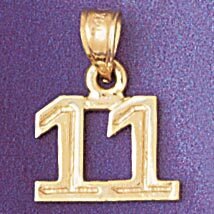 Dazzlers Jewelry Number 11 Pendant Necklace Charm Bracelet in Yellow, White or Rose Gold 951111, MP…
