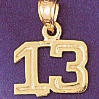Dazzlers Jewelry Number 13 Pendant Necklace Charm Bracelet in Yellow, White or Rose Gold 951113, MP…