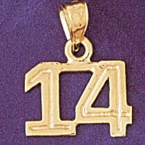 Dazzlers Jewelry Number 14 Pendant Necklace Charm Bracelet in Yellow, White or Rose Gold 951114, MP…