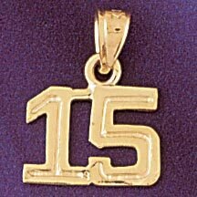 Dazzlers Jewelry Number 15 Pendant Necklace Charm Bracelet in Yellow, White or Rose Gold 951115, MP…