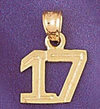 Dazzlers Jewelry Number 17 Pendant Necklace Charm Bracelet in Yellow, White or Rose Gold 951117, MP…