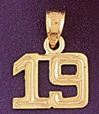 Number 19 Pendant Necklace Charm Bracelet in Yellow, White or Rose Gold 951119