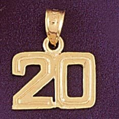 Dazzlers Jewelry Number 20 Pendant Necklace Charm Bracelet in Yellow, White or Rose Gold 951120, MP…