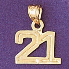 Dazzlers Jewelry Number 21 Pendant Necklace Charm Bracelet in Yellow, White or Rose Gold 951121, MP…
