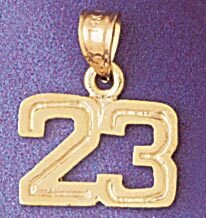 Number 23 Pendant Necklace Charm Bracelet in Yellow, White or Rose Gold 951123