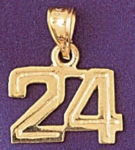 Number 24 Pendant Necklace Charm Bracelet in Yellow, White or Rose Gold 951124