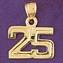 Dazzlers Jewelry Number 25 Pendant Necklace Charm Bracelet in Yellow, White or Rose Gold 951125, MP…