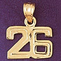 Dazzlers Jewelry Number 26 Pendant Necklace Charm Bracelet in Yellow, White or Rose Gold 951126, MP…