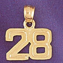 Dazzlers Jewelry Number 28 Pendant Necklace Charm Bracelet in Yellow, White or Rose Gold 951128, MP…