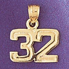 Number 32 Pendant Necklace Charm Bracelet in Yellow, White or Rose Gold 951132