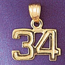 Dazzlers Jewelry Number 34 Pendant Necklace Charm Bracelet in Yellow, White or Rose Gold 951134, MP…