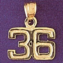 Dazzlers Jewelry Number 36 Pendant Necklace Charm Bracelet in Yellow, White or Rose Gold 951136, MP…