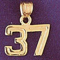 Number 37 Pendant Necklace Charm Bracelet in Yellow, White or Rose Gold 951137