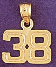 Number 38 Pendant Necklace Charm Bracelet in Yellow, White or Rose Gold 951138