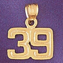 Dazzlers Jewelry Number 39 Pendant Necklace Charm Bracelet in Yellow, White or Rose Gold 951139, MP…