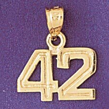 Number 42 Pendant Necklace Charm Bracelet in Yellow, White or Rose Gold 951142