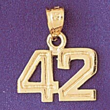 Dazzlers Jewelry Number 42 Pendant Necklace Charm Bracelet in Yellow, White or Rose Gold 951142, MP…