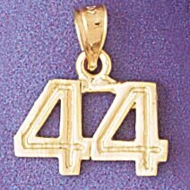 Number 44 Pendant Necklace Charm Bracelet in Yellow, White or Rose Gold 951144