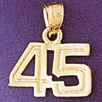 Number 45 Pendant Necklace Charm Bracelet in Yellow, White or Rose Gold 951145